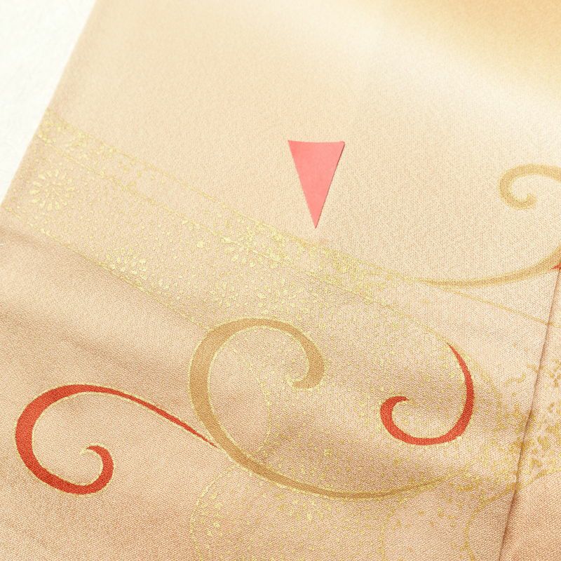 訪問着 正絹 金彩 銀駒刺繍 古典柄 刺繍 袷仕立て 茶_画像8