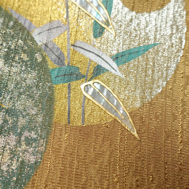 付け下げ 良品 正絹 螺鈿箔 附下 箔 古典柄 袷仕立て 黄・黄土色_画像8