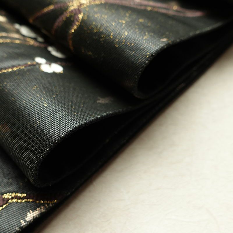 袋帯 六通柄 良品 摺出し箔 フォーマル用 正絹 古典柄 黒_画像28