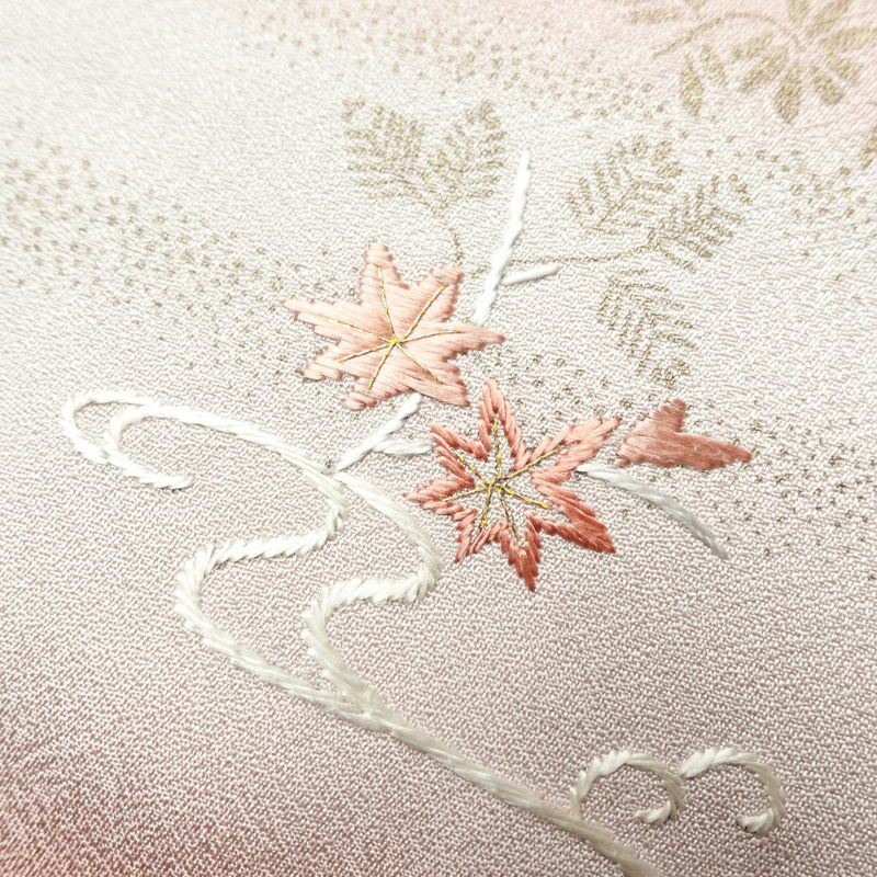 付け下げ 正絹 金彩 附下 刺繍 古典柄 袷仕立て ピンク_画像10