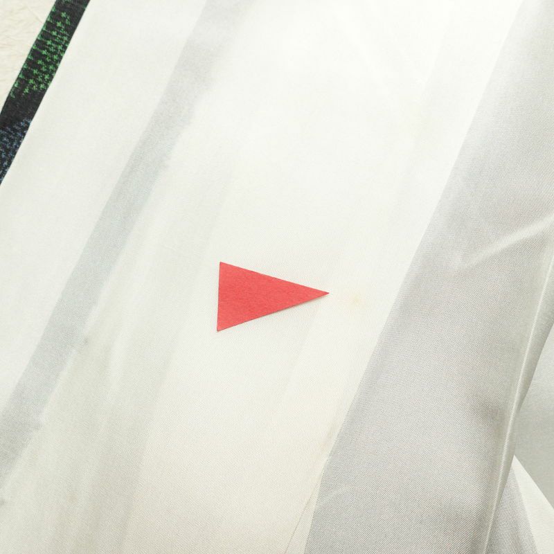 大島紬 証紙あり しつけ糸付き 正絹 幾何学柄・抽象柄 袷仕立て 青・紺_画像33