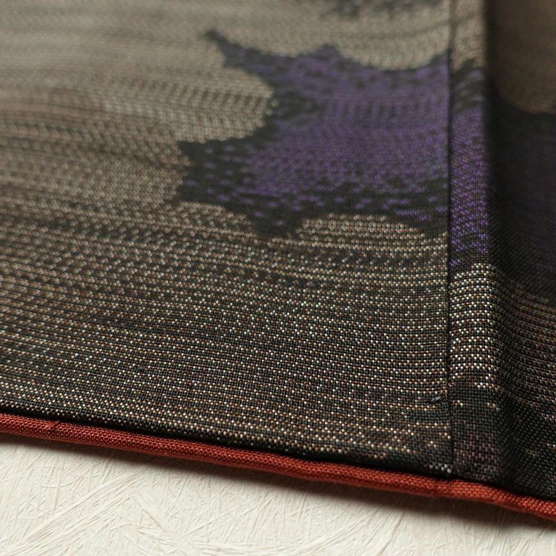 紬 正絹 雲柄 紬着物 つむぎ 袷仕立て 紫・藤色_画像12