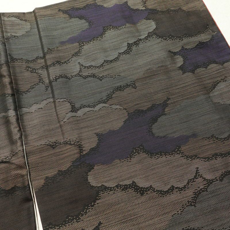 紬 正絹 雲柄 紬着物 つむぎ 袷仕立て 紫・藤色_画像15