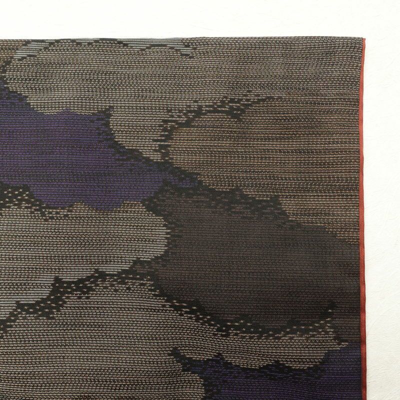 紬 正絹 雲柄 紬着物 つむぎ 袷仕立て 紫・藤色_画像16