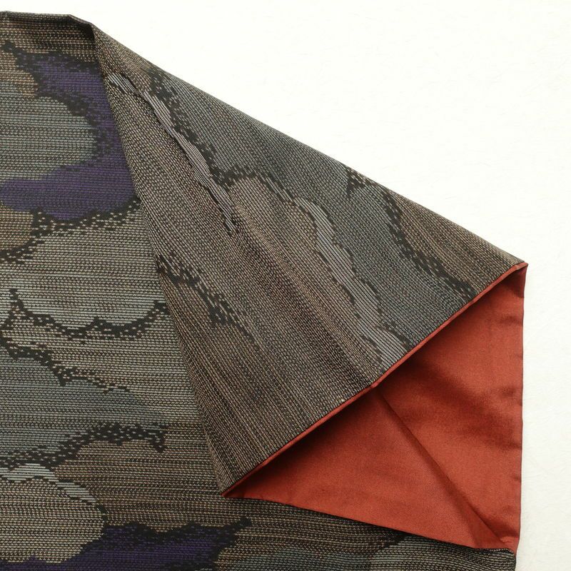 紬 正絹 雲柄 紬着物 つむぎ 袷仕立て 紫・藤色_画像17