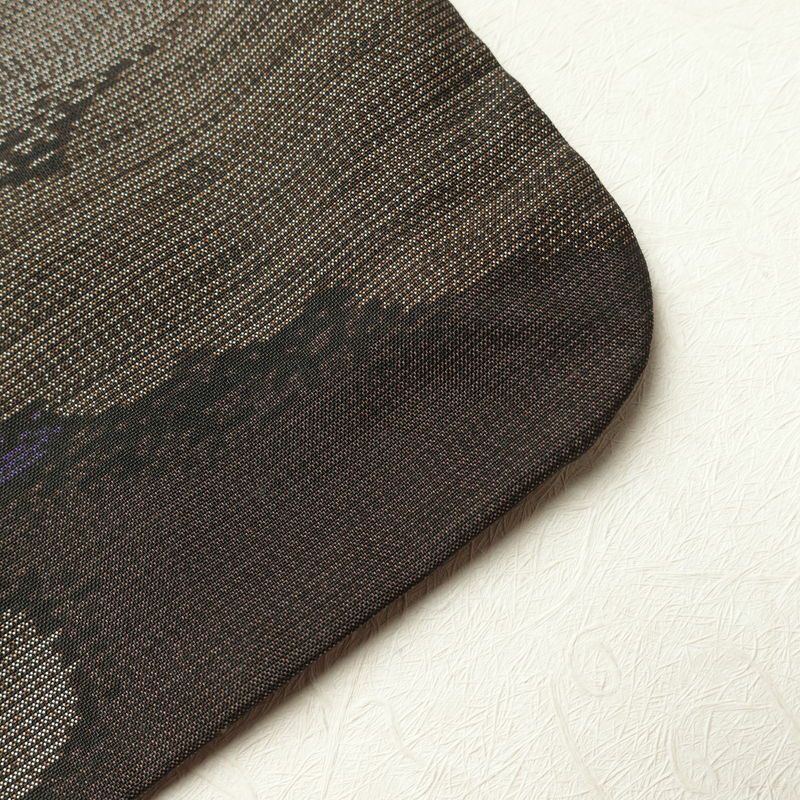 紬 正絹 雲柄 紬着物 つむぎ 袷仕立て 紫・藤色_画像19