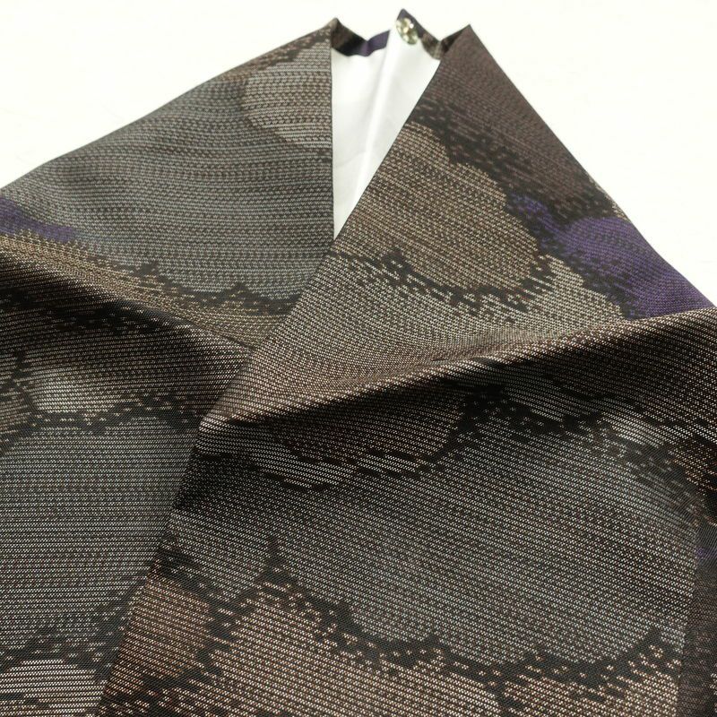 紬 正絹 雲柄 紬着物 つむぎ 袷仕立て 紫・藤色_画像23