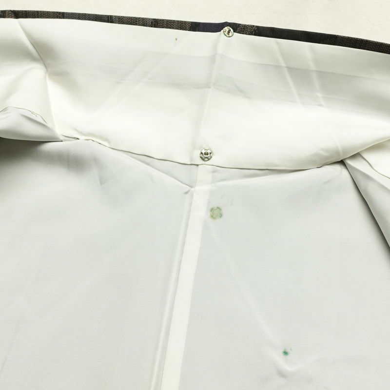 紬 正絹 雲柄 紬着物 つむぎ 袷仕立て 紫・藤色_画像26