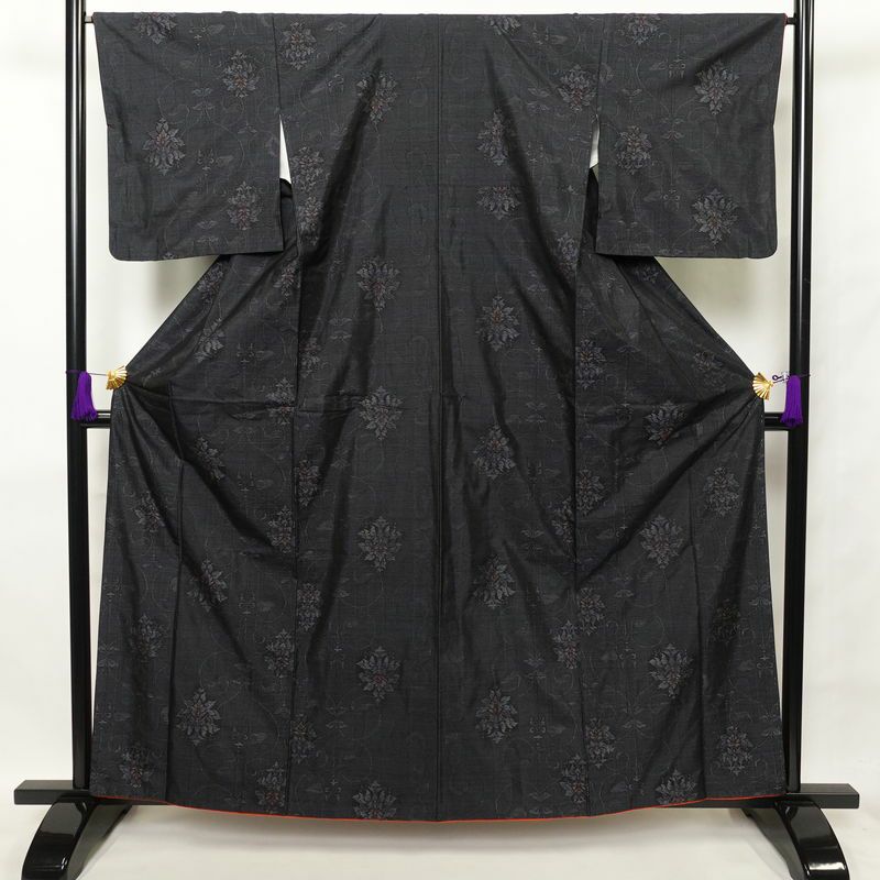大島紬 良品 証紙なし しつけ糸付き 正絹 古典柄 袷仕立て 身丈159cm 