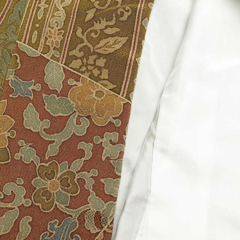 小紋 良品 しつけ糸付き 縮緬 正絹 幾何学柄・抽象柄 袷仕立て 茶_画像23