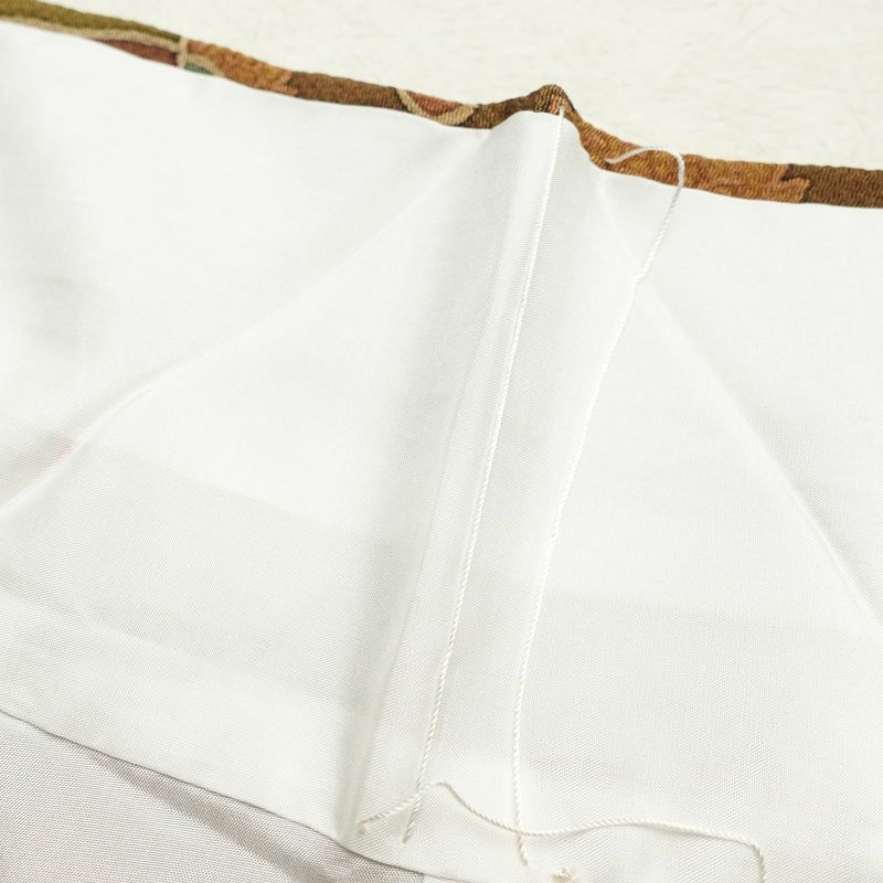 小紋 良品 しつけ糸付き 縮緬 正絹 幾何学柄・抽象柄 袷仕立て 茶_画像25