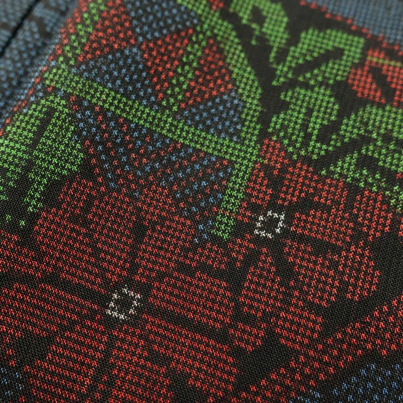 大島紬 証紙なし 正絹 古典柄 袷仕立て 青・紺_画像8