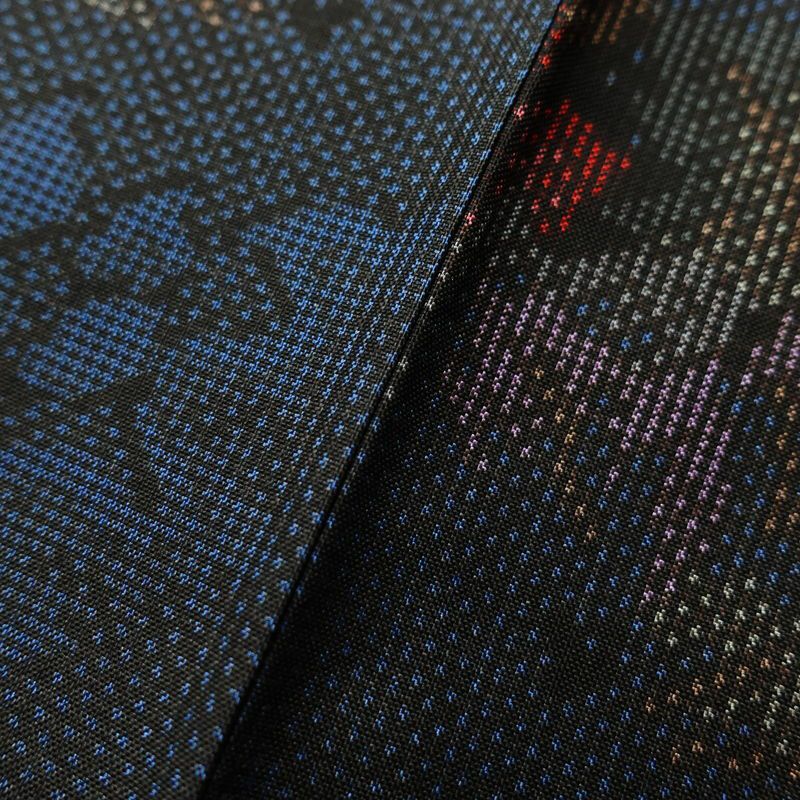 紬 良品 正絹 紬着物 花柄 つむぎ 袷仕立て 青・紺_画像10