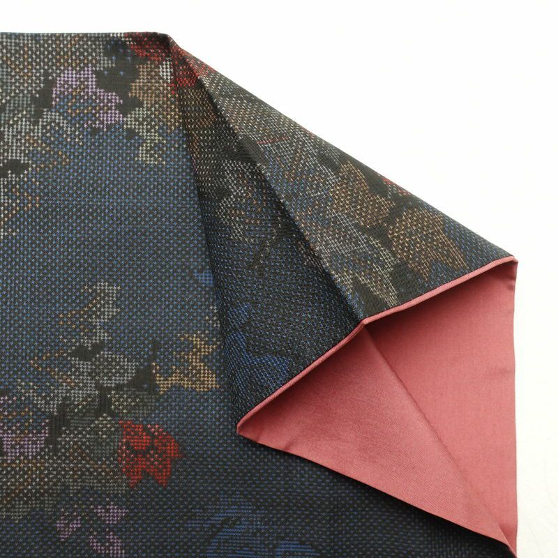 紬 良品 正絹 紬着物 花柄 つむぎ 袷仕立て 青・紺_画像16