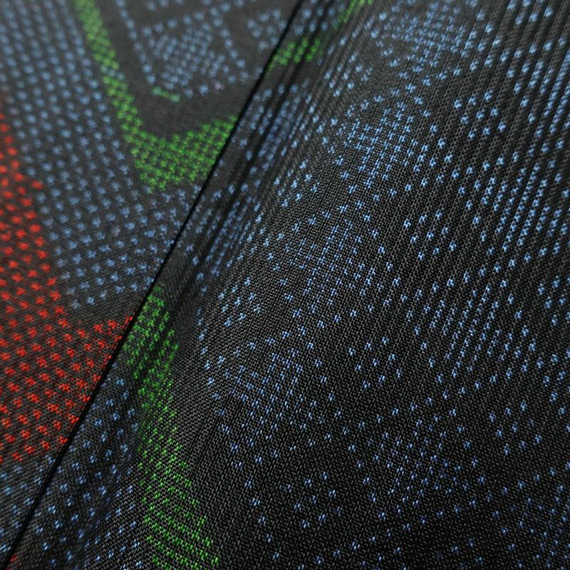 大島紬 良品 証紙あり しつけ糸付き 正絹 幾何学柄・抽象柄 袷仕立て 青・紺_画像8