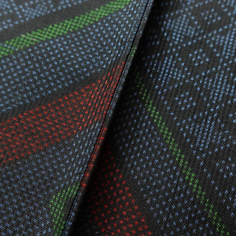 大島紬 良品 証紙あり しつけ糸付き 正絹 幾何学柄・抽象柄 袷仕立て 青・紺_画像9