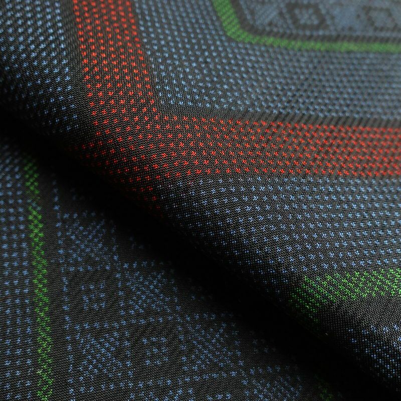 大島紬 良品 証紙あり しつけ糸付き 正絹 幾何学柄・抽象柄 袷仕立て 青・紺_画像26