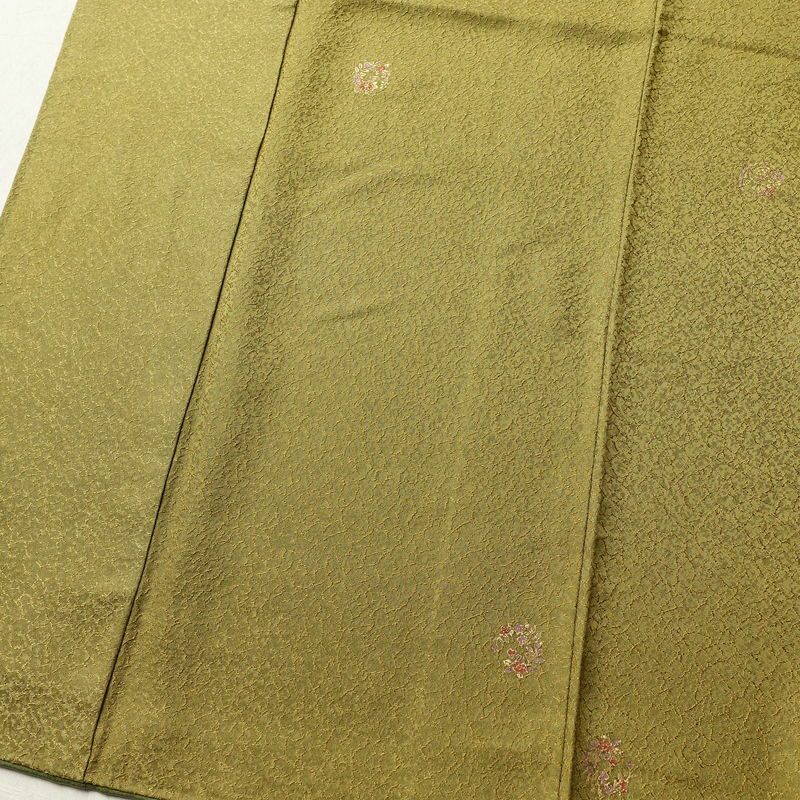 小紋 良品 正絹 金彩 飛び柄 小紋着物 袷仕立て 黄・黄土色_画像4