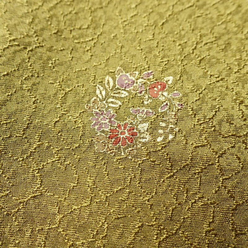 小紋 良品 正絹 金彩 飛び柄 小紋着物 袷仕立て 黄・黄土色_画像7
