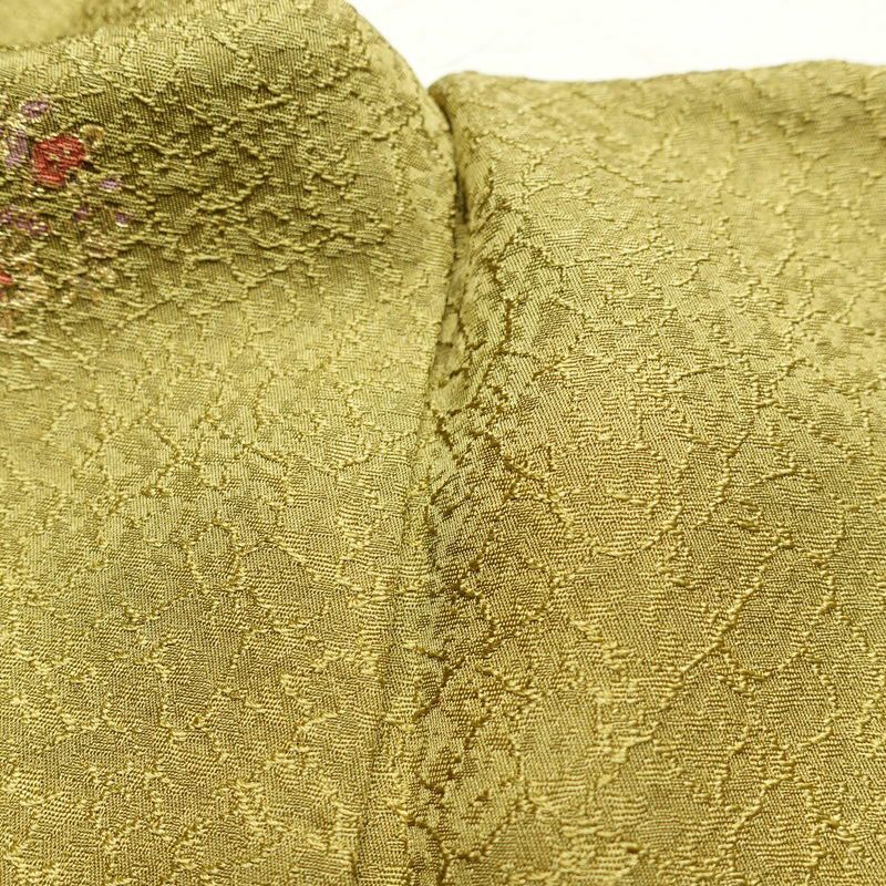 小紋 良品 正絹 金彩 飛び柄 小紋着物 袷仕立て 黄・黄土色_画像20