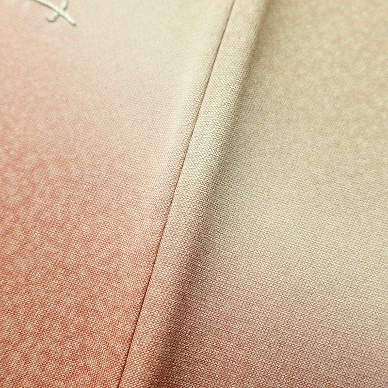 付け下げ 良品 天目染 共八掛 正絹 刺繍 金彩 花柄 袷仕立て 緑・うぐいす色_画像11