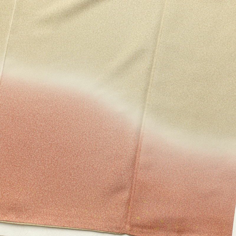 付け下げ 良品 天目染 共八掛 正絹 刺繍 金彩 花柄 袷仕立て 緑・うぐいす色_画像15