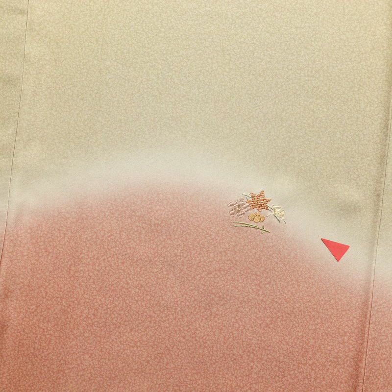 付け下げ 良品 天目染 共八掛 正絹 刺繍 金彩 花柄 袷仕立て 緑・うぐいす色_画像19