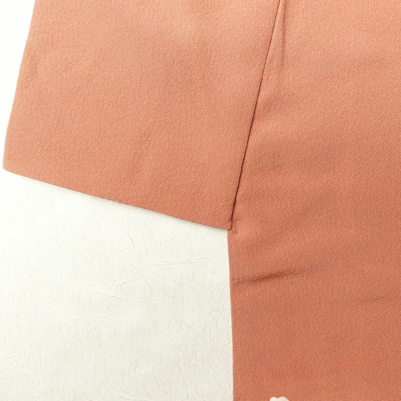 訪問着 落款入り 一つ紋付き 共八掛 縮緬 正絹 花柄 袷仕立て 赤・朱_画像12