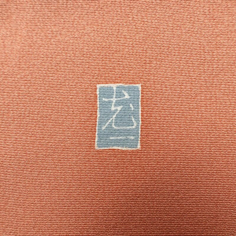 訪問着 落款入り 一つ紋付き 共八掛 縮緬 正絹 花柄 袷仕立て 赤・朱_画像16