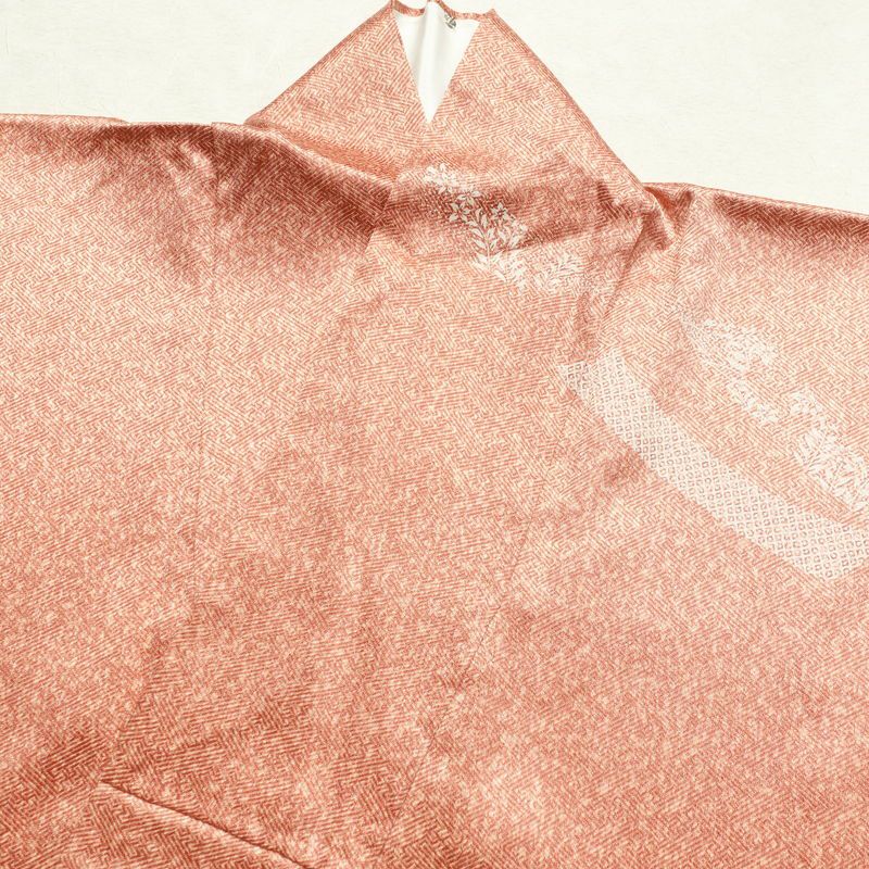 訪問着 良品 正絹 刺繍 金彩 古典柄 袷仕立て 橙_画像25