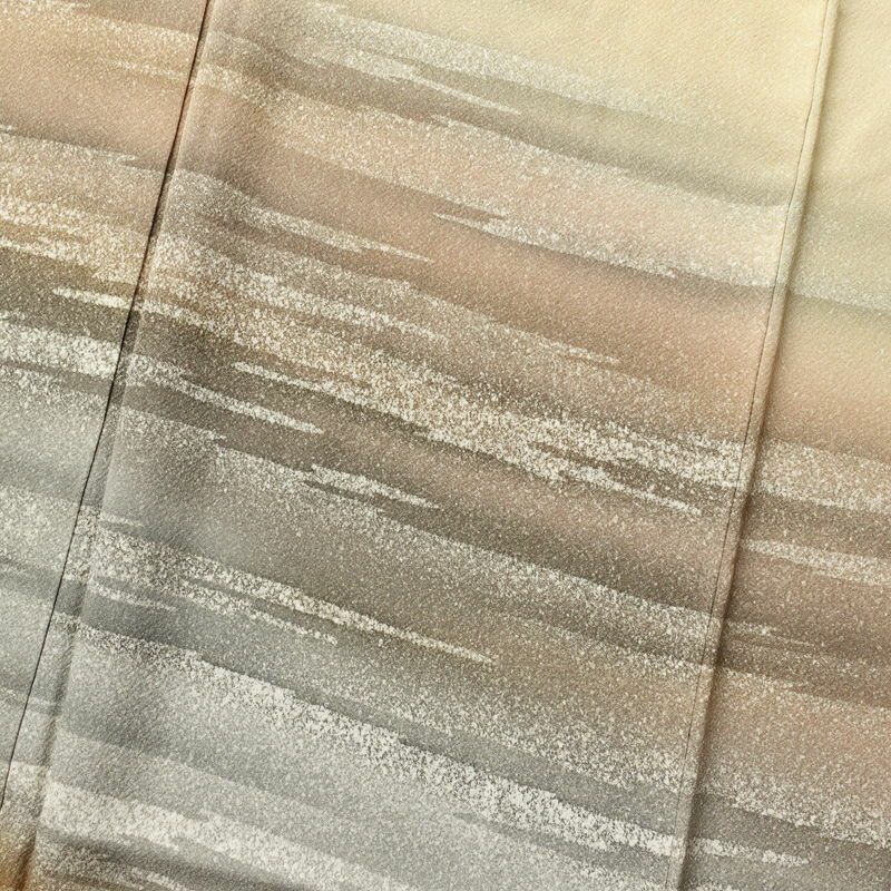 訪問着 縮緬 正絹 共八掛 幾何学柄・抽象柄 袷仕立て 茶_画像7