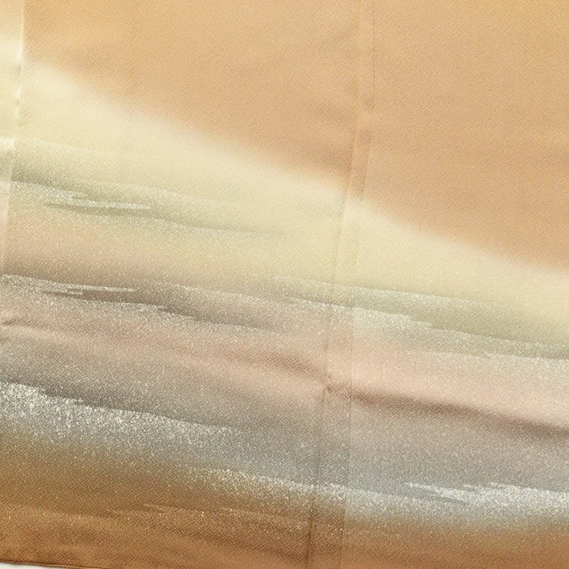 訪問着 縮緬 正絹 共八掛 幾何学柄・抽象柄 袷仕立て 茶_画像14