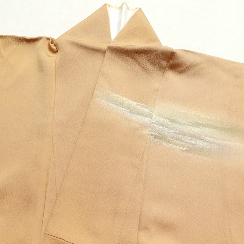 訪問着 縮緬 正絹 共八掛 幾何学柄・抽象柄 袷仕立て 茶_画像20