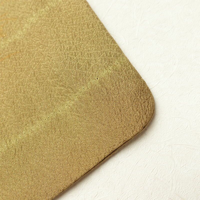 付け下げ 良品 絞り 箔 刺繍 正絹 木の葉・植物柄 袷仕立て 黄・黄土色_画像24