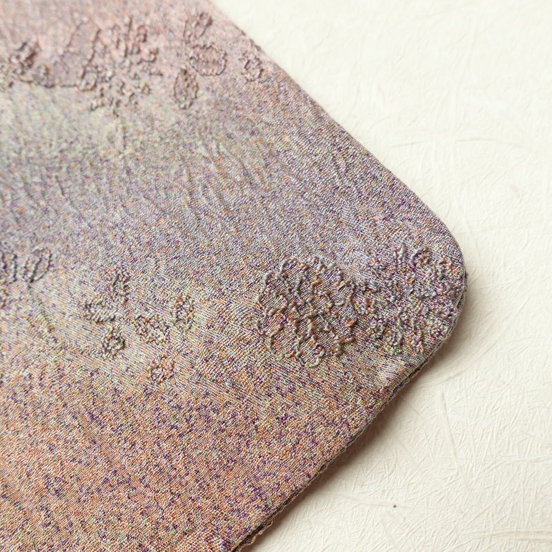 小紋 美品 徳川蒔絵 正絹 ぼかし 木の葉・植物柄 袷仕立て 紫・藤色_画像18