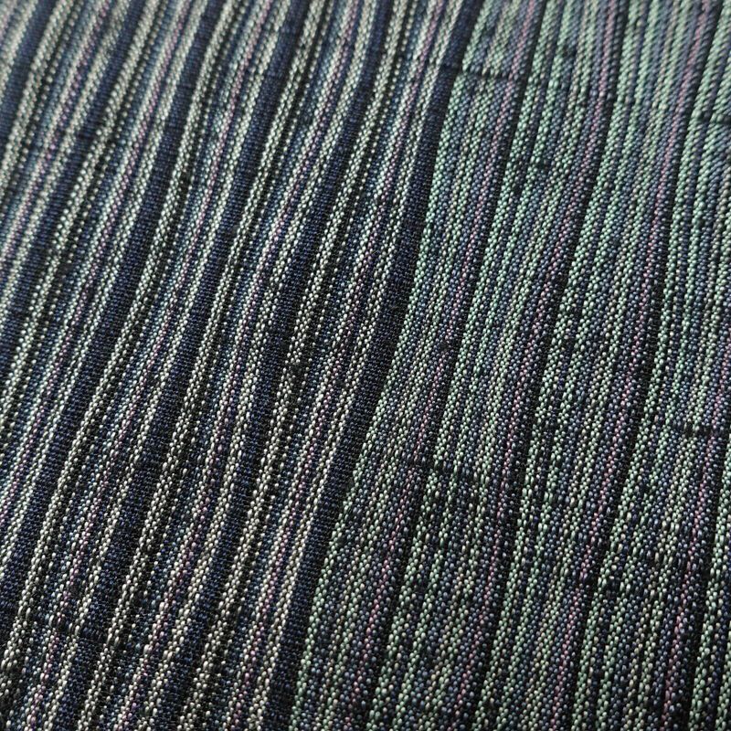 紬 美品 しつけ糸付き 正絹 紬着物 縞柄・線柄 身丈162.5cm 裄丈68cm 袷仕立て 青・紺_画像7