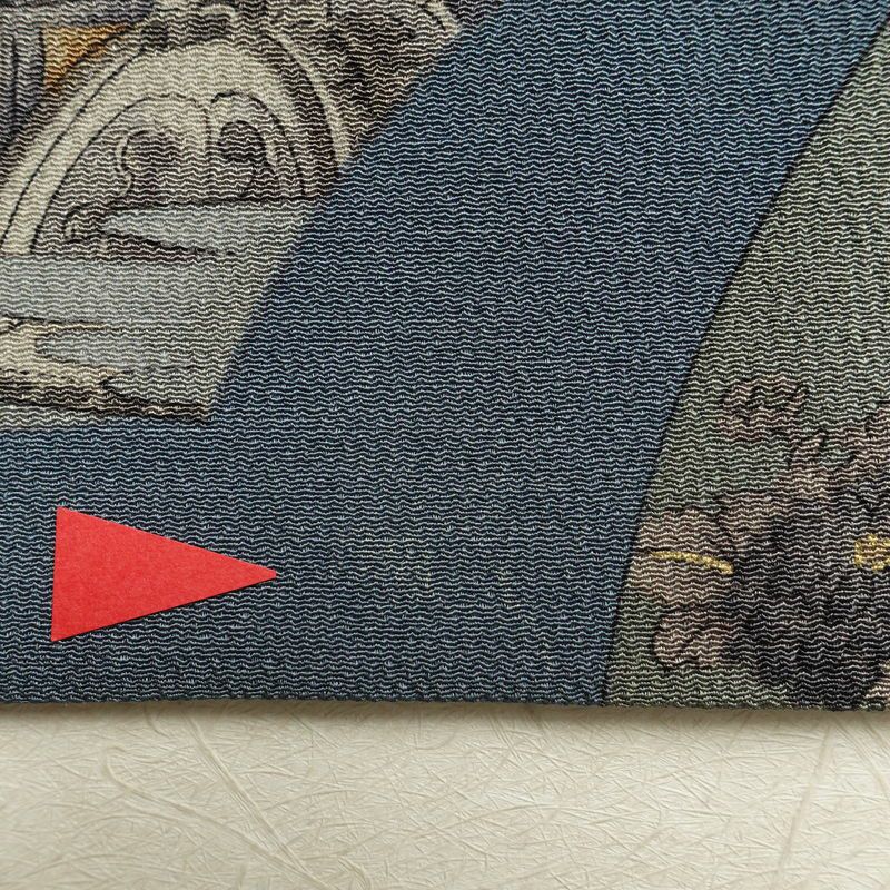 小紋 縮緬 正絹 着物 古典柄 袷仕立て 身丈161.5cm 裄丈65.5cm 青・紺_画像27