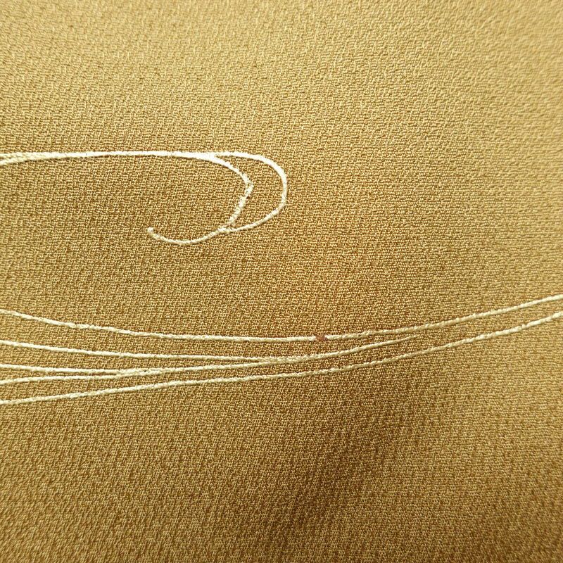 付け下げ 一つ紋付き 金彩 正絹 附下 身丈157cm 裄丈63cm 古典柄 袷仕立て 茶_画像24