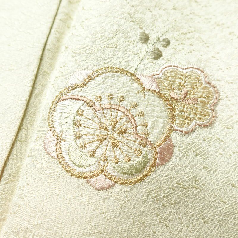 付け下げ 良品 正絹 刺繍 花柄 附下 身丈159cm 裄丈62.5cm 袷仕立て 黄・黄土色_画像7