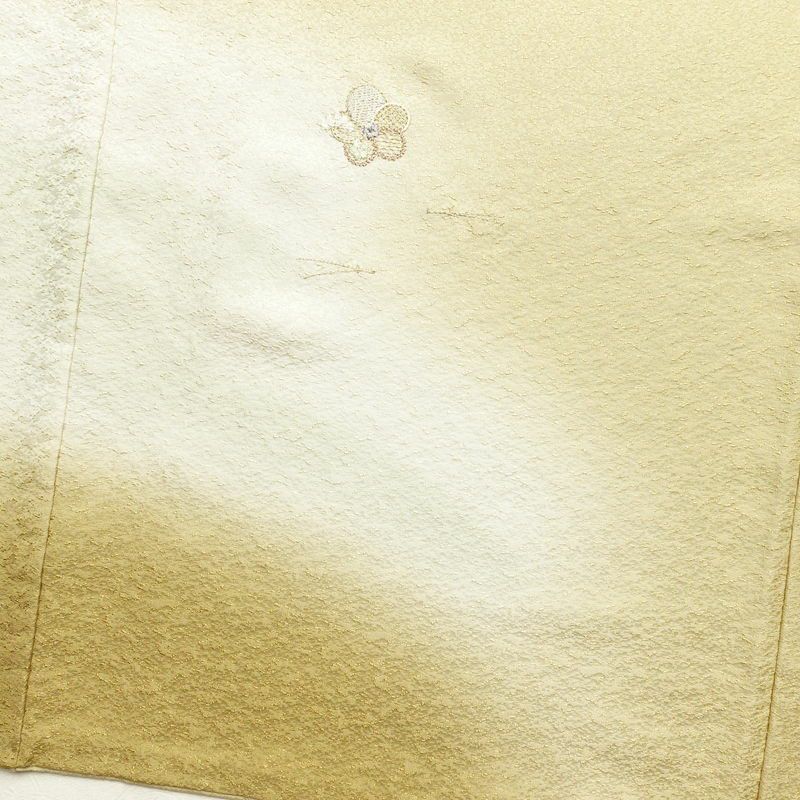 付け下げ 良品 正絹 刺繍 花柄 附下 身丈159cm 裄丈62.5cm 袷仕立て 黄・黄土色_画像16