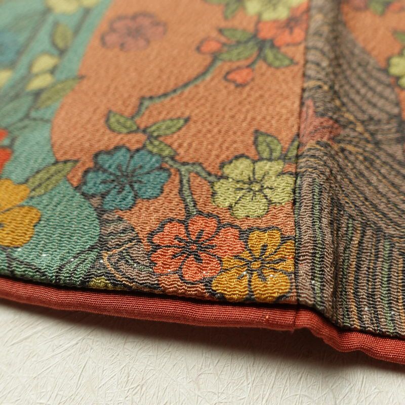 小紋 細合俊男 縮緬 総柄 着物 正絹 身丈162cm 裄丈66cm 古典柄 袷仕立て 多色使い_画像11