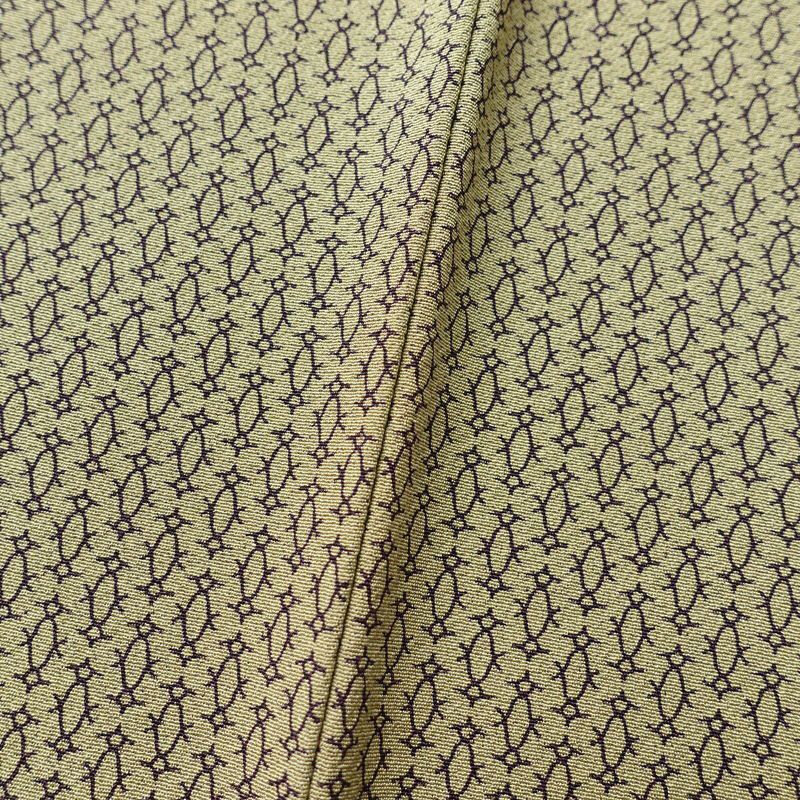 小紋 良品 正絹 幾何学柄・抽象柄 袷仕立て 身丈161cm 裄丈66cm 黄・黄土色_画像8