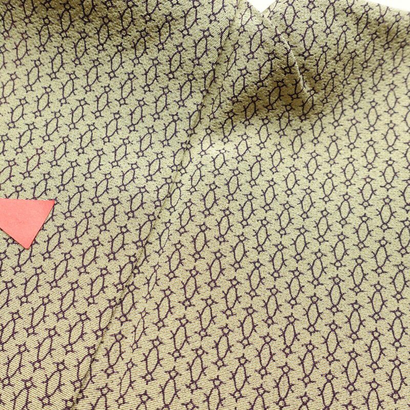 小紋 良品 正絹 幾何学柄・抽象柄 袷仕立て 身丈161cm 裄丈66cm 黄・黄土色_画像20