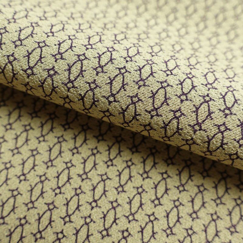 小紋 良品 正絹 幾何学柄・抽象柄 袷仕立て 身丈161cm 裄丈66cm 黄・黄土色_画像28