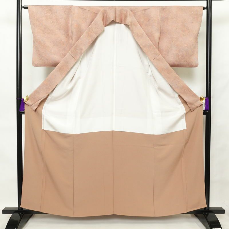 小紋 美品 矢崎ひとし 落款入り 正絹 身丈160cm 裄丈64.5cm 幾何学柄・抽象柄 着物 袷仕立て ピンク_画像3