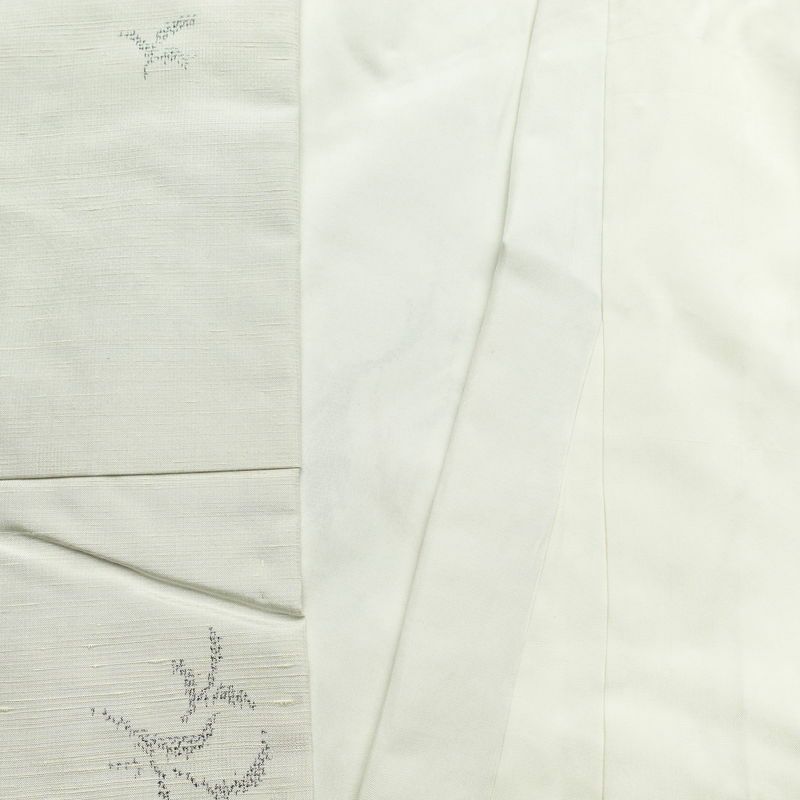 紬 良品 しつけ糸付き 小紋柄 正絹 人物・動物柄 身丈161cm 裄丈66cm 袷仕立て グレー_画像24