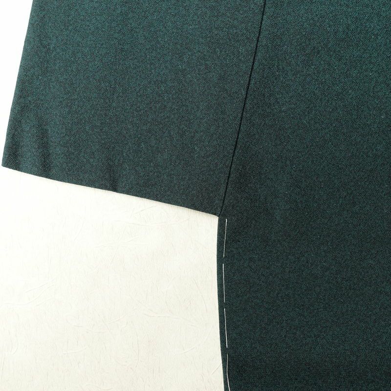 付け下げ 美品 しつけ糸付き 正絹 箔 身丈161.5cm 裄丈69cm 附下 袷仕立て ぼかし 緑・うぐいす色_画像17