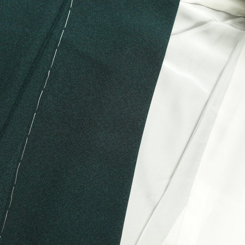 付け下げ 美品 しつけ糸付き 正絹 箔 身丈161.5cm 裄丈69cm 附下 袷仕立て ぼかし 緑・うぐいす色_画像32