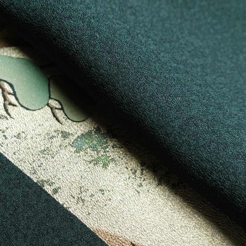 付け下げ 美品 しつけ糸付き 正絹 箔 身丈161.5cm 裄丈69cm 附下 袷仕立て ぼかし 緑・うぐいす色_画像35