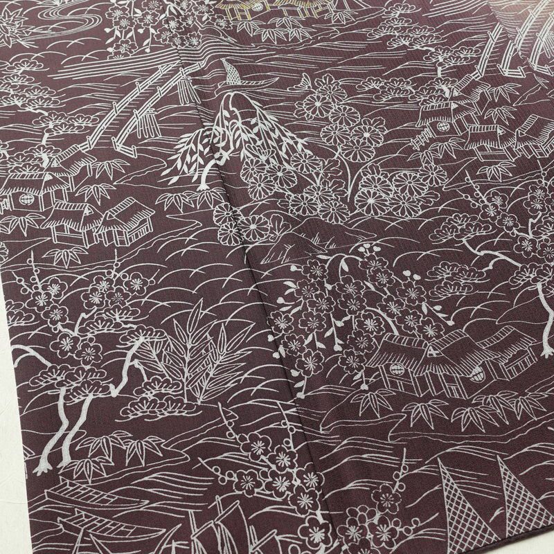 付け下げ 美品 正絹 箔 古典柄 附下 身丈164cm 裄丈69cm 着物 袷仕立て 紫・藤色_画像4